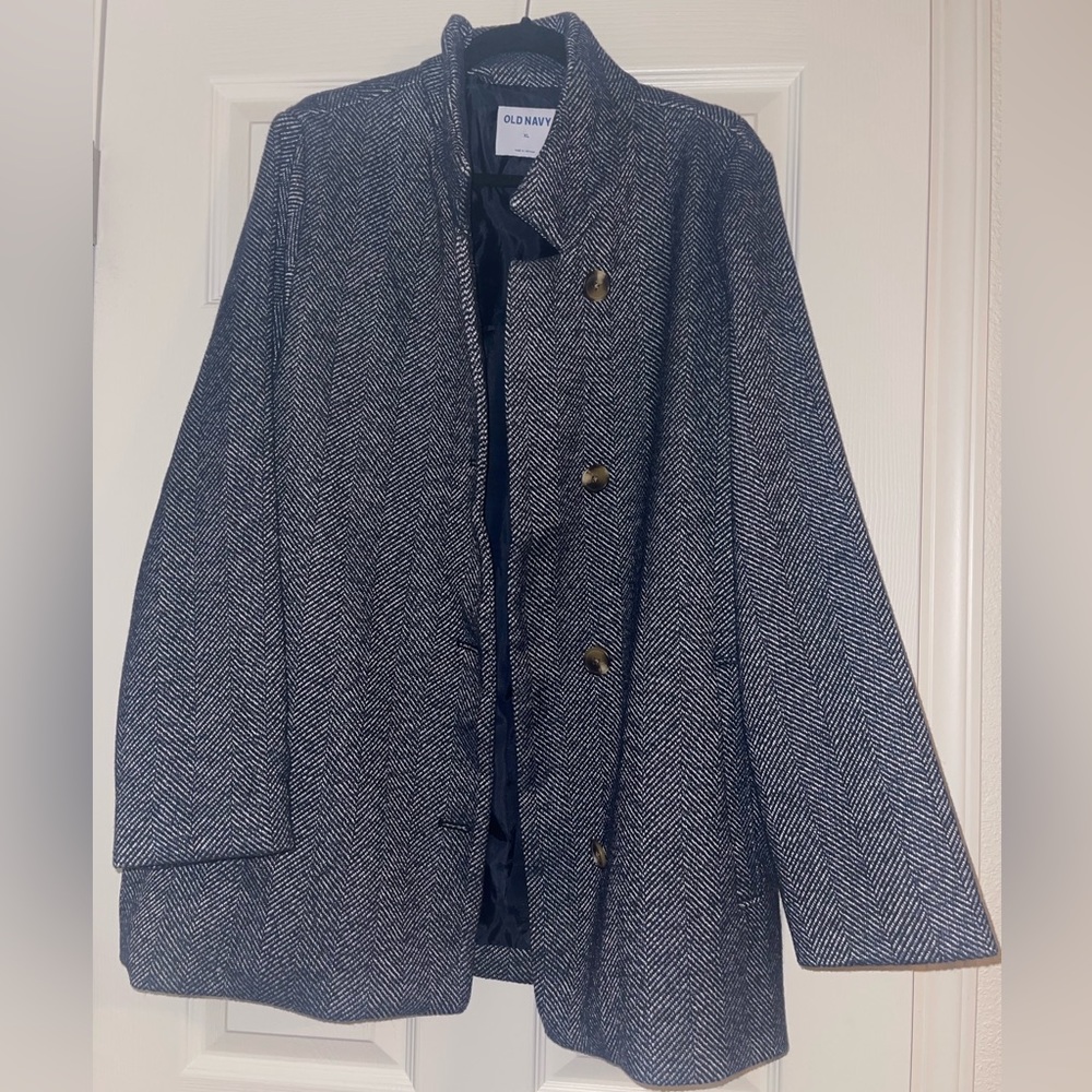Old Navy Soft-Brushed Herringbone Button-Front Car Coat for Women